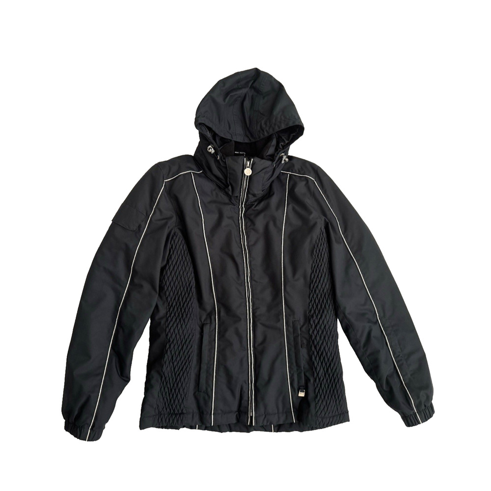 Nils Ski Jacket Women 10 Black Thermal Insulated Hood Pockets Snowboarding